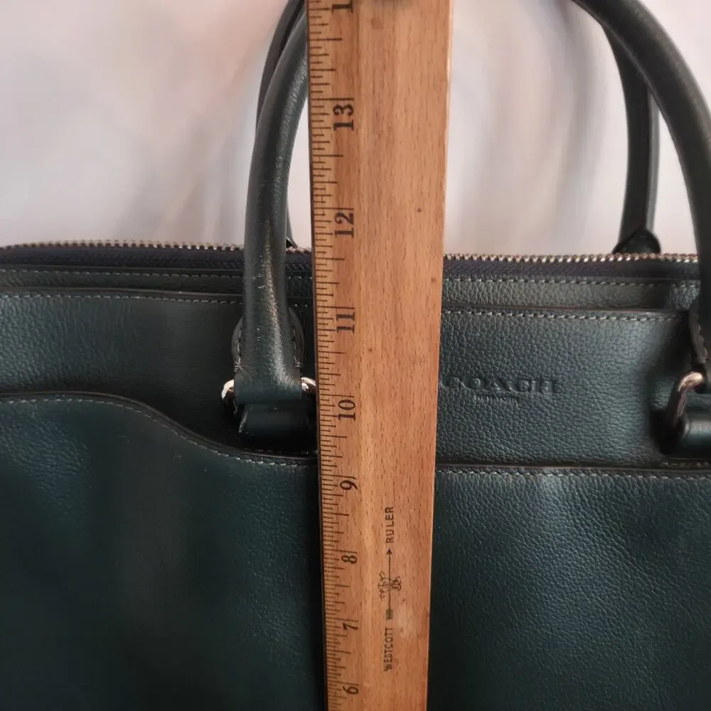 Coach Beckett Structured Dark Green Calf Leather Briefcase Beautiful F73524